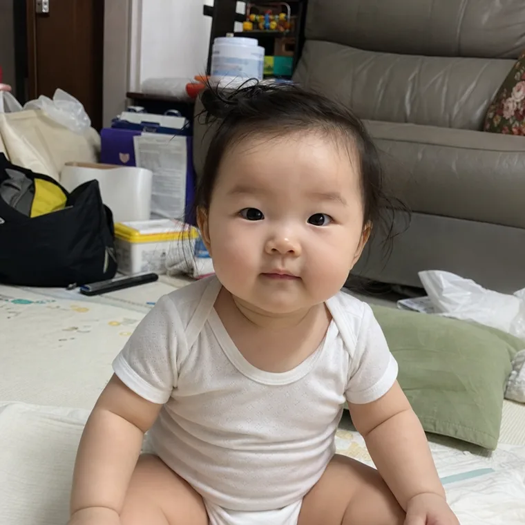 집에서 찍은 평범한 아기 사진