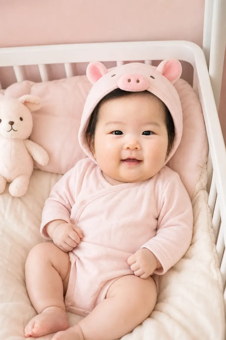 핑크 아기돼지 파스텔 아기방