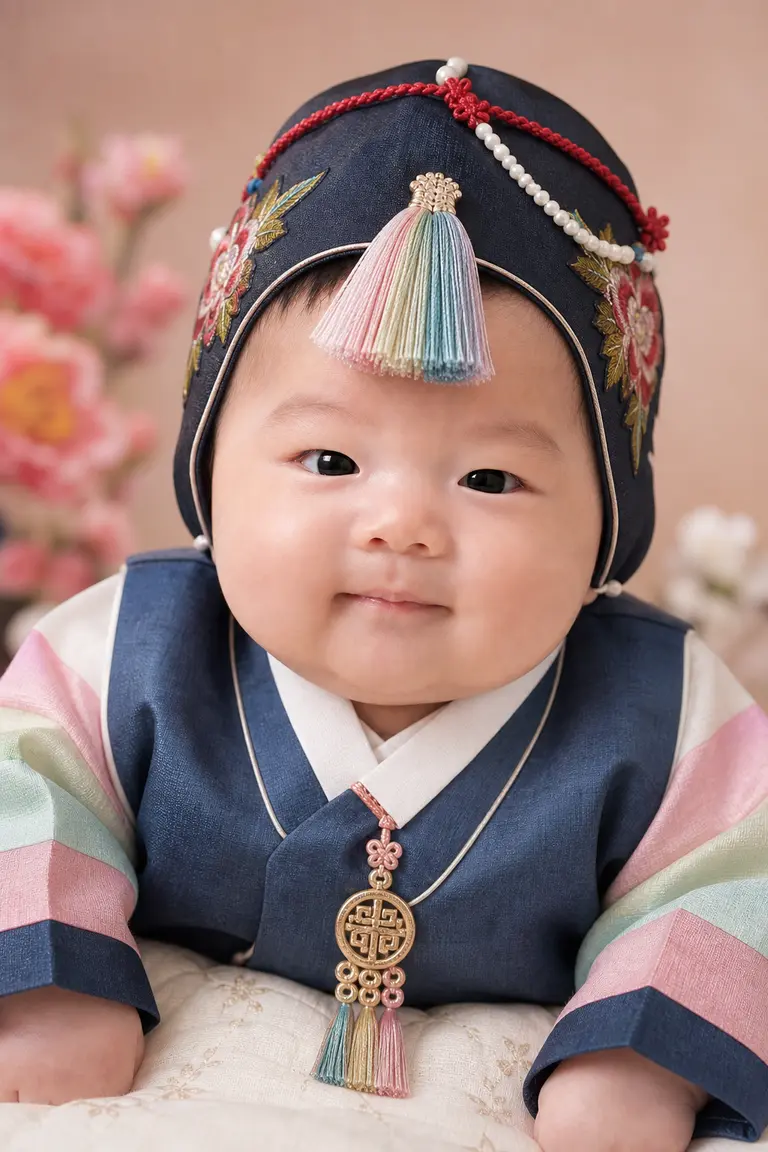 굴레 쓴 여아 꽃 클로즈업