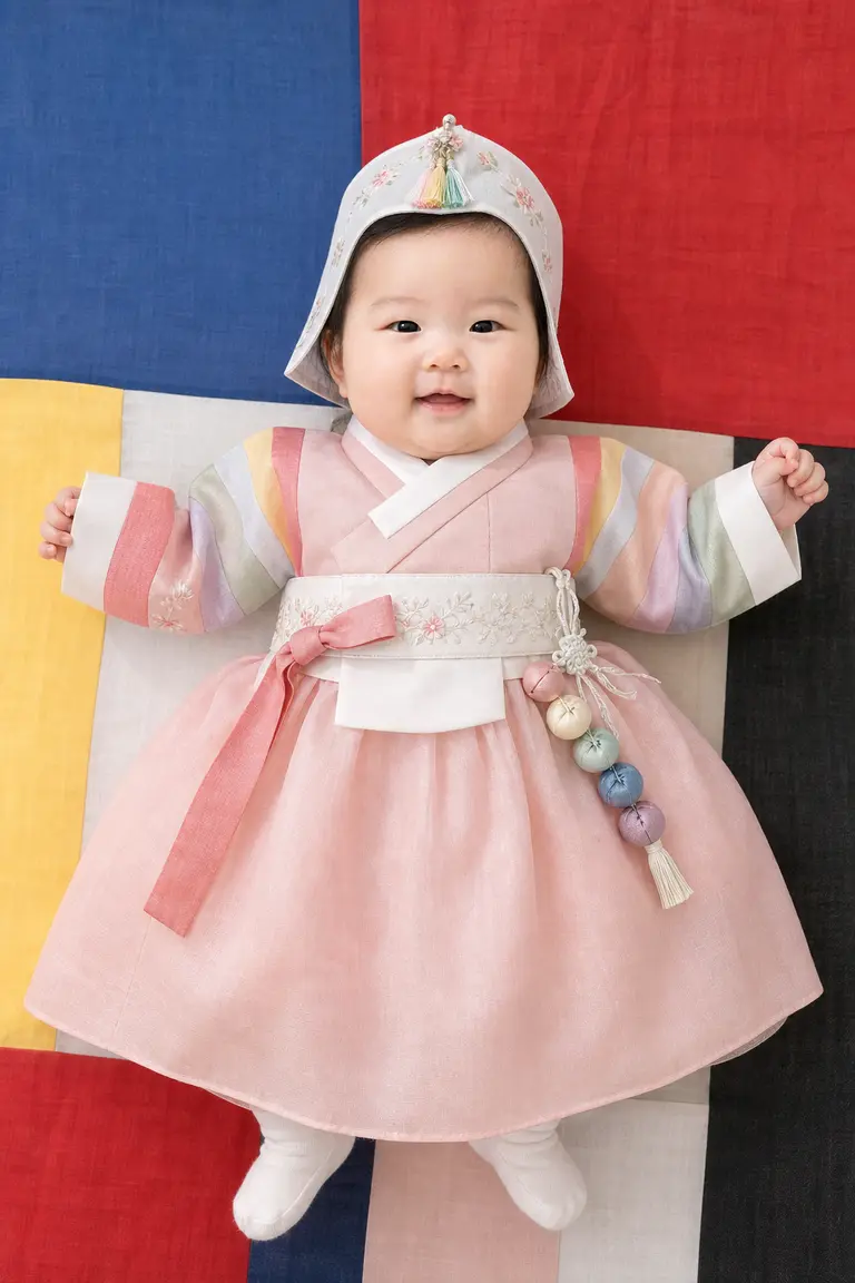오방색 보자기 플랫레이