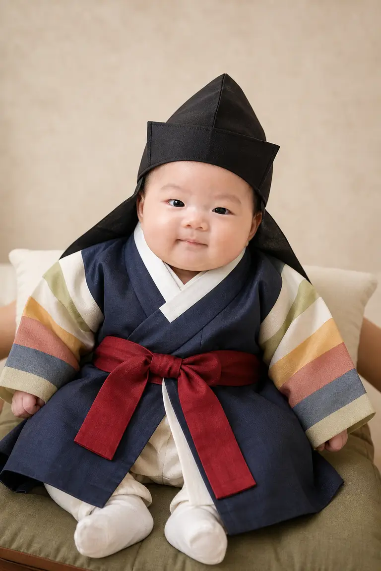 색동 까치두루마기 정통 백일