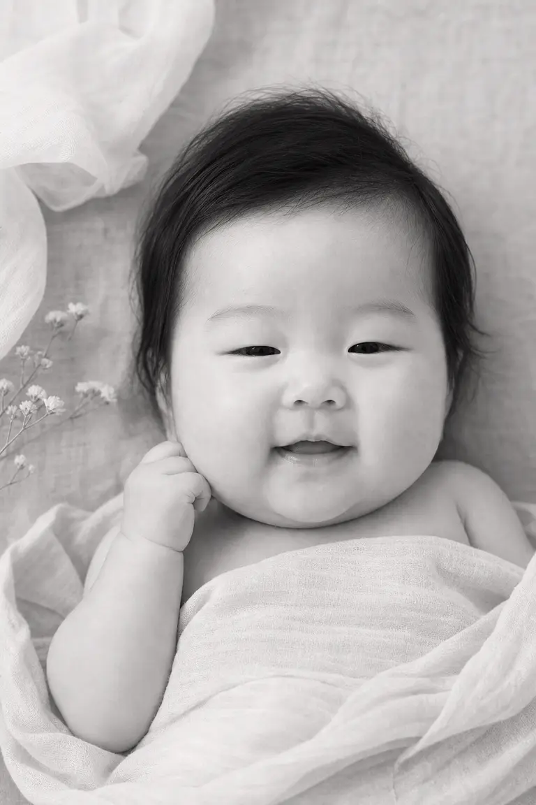 흑백 파인아트 백일 클로즈업