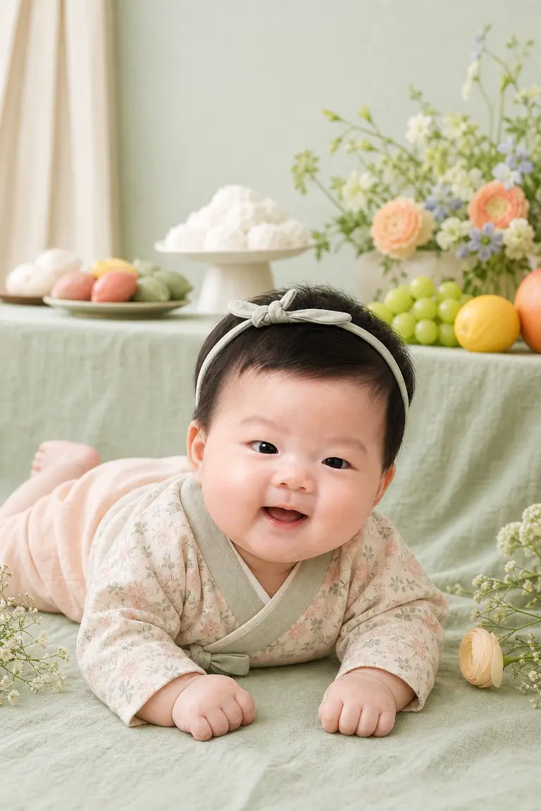 봄 파스텔 오색송편 백일상