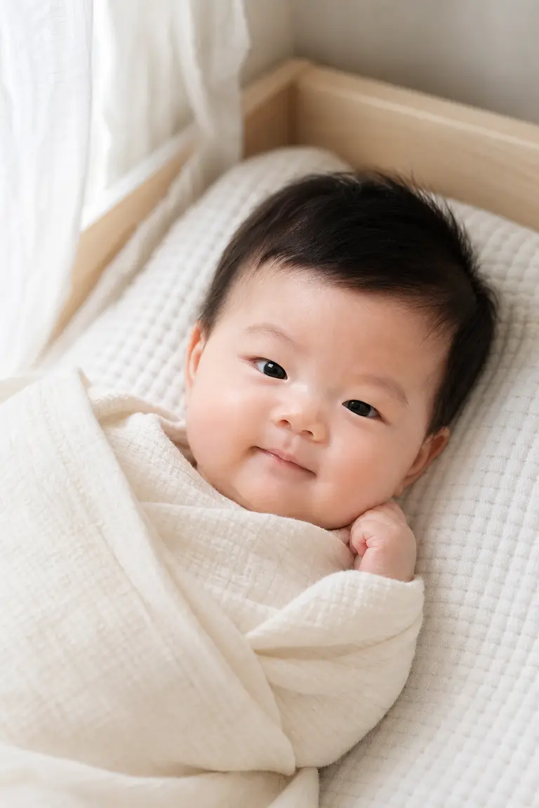 아침 창가 속싸개 백일