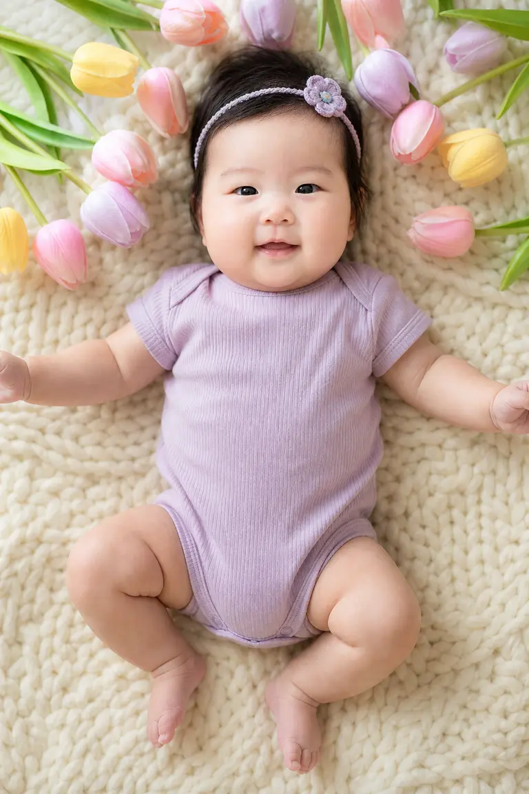 튤립 탑다운 파스텔 플랫레이