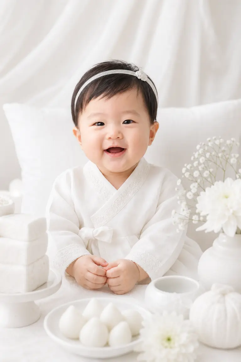 백일상 스타일 · 화이트 소프트 상차림
