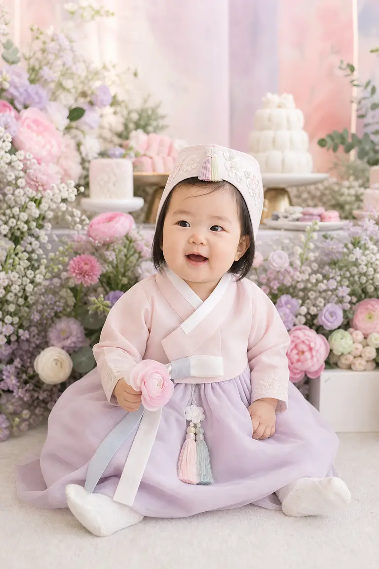 꽃 돌상 · 봄 파스텔 전신