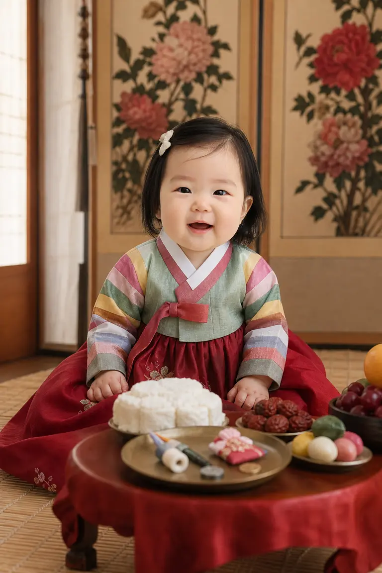 한옥 전통 돌상 · 색동 정면 대표컷