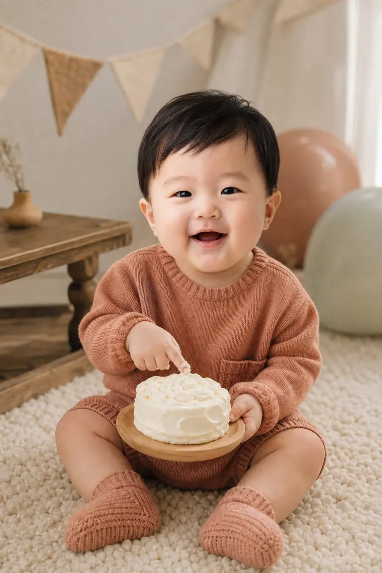 러그 위 케이크