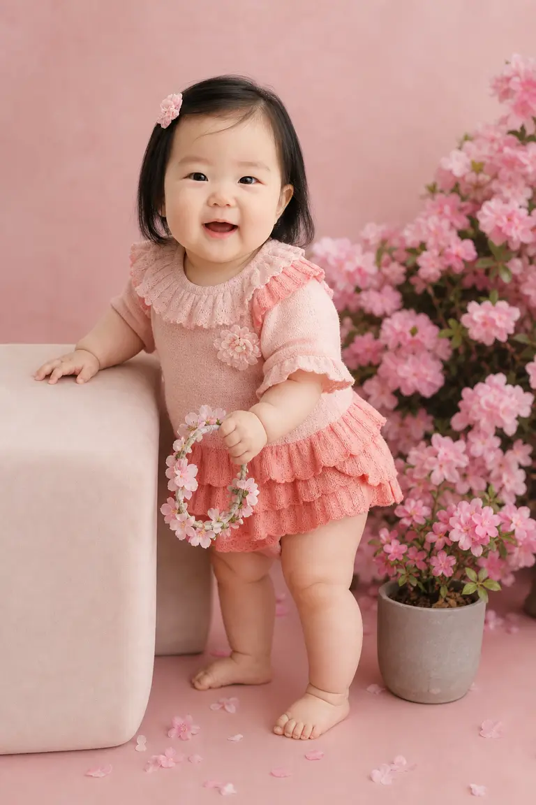 진달래 핑크 배경 3/4 각도
