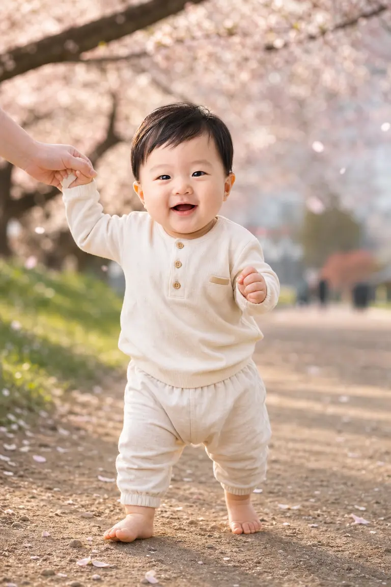 벚꽃 꽃비 아래 첫걸음