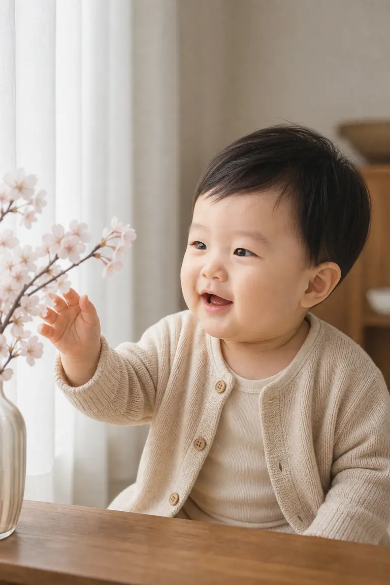 창가 옆모습과 꽃병