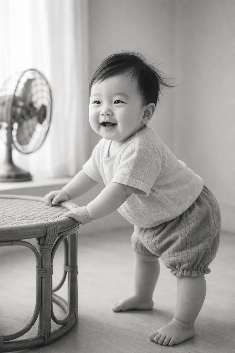 선풍기 바람 흑백 감성