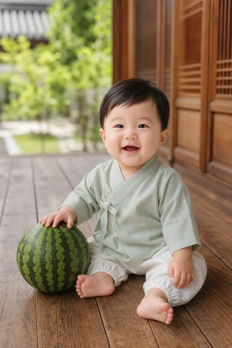 한옥 마루 수박 전신