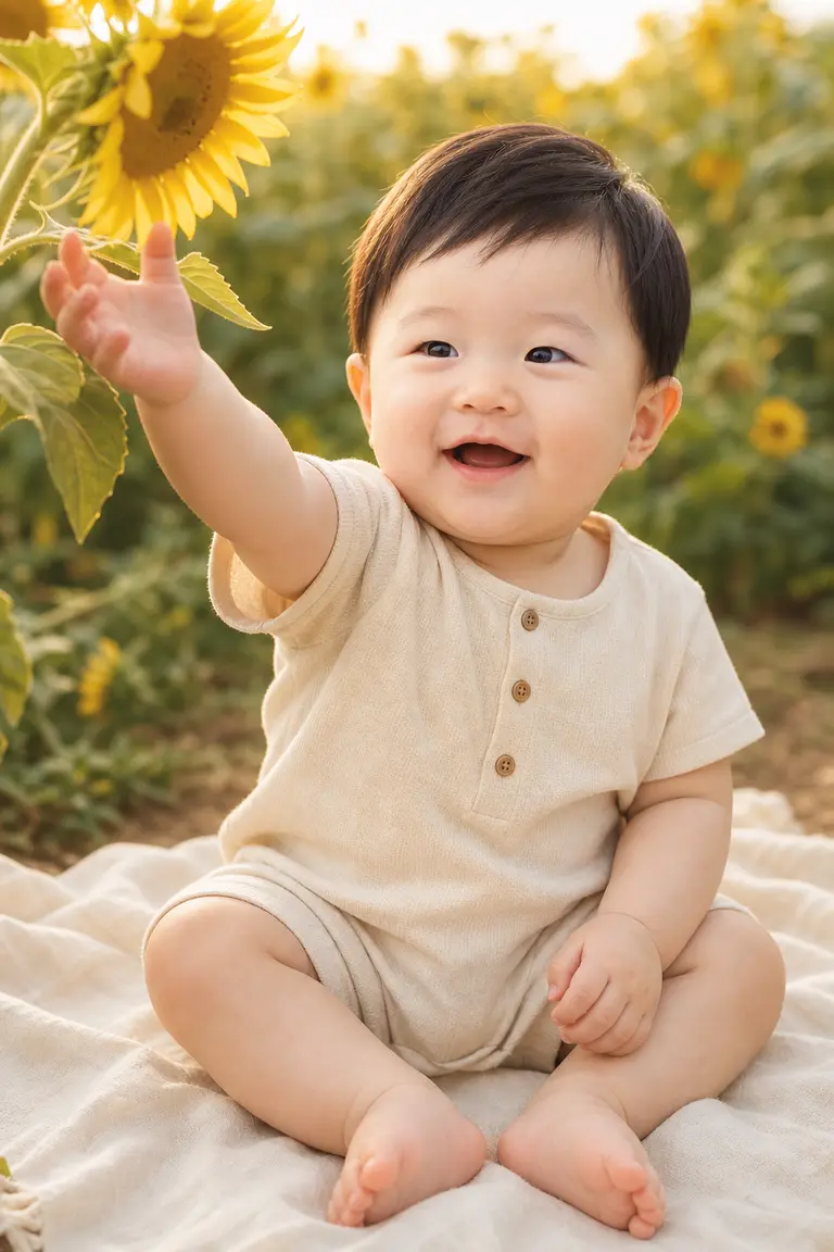 해바라기 들판의 노란 햇살