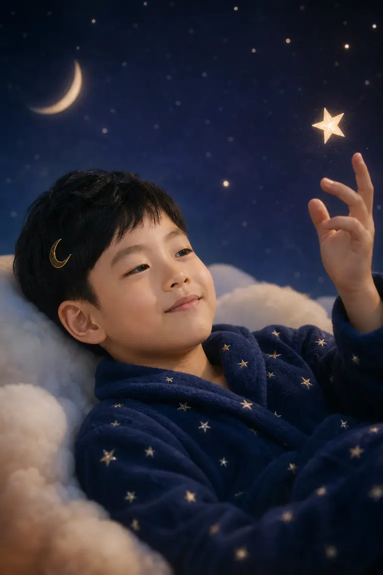 별빛 구름 위의 옆모습