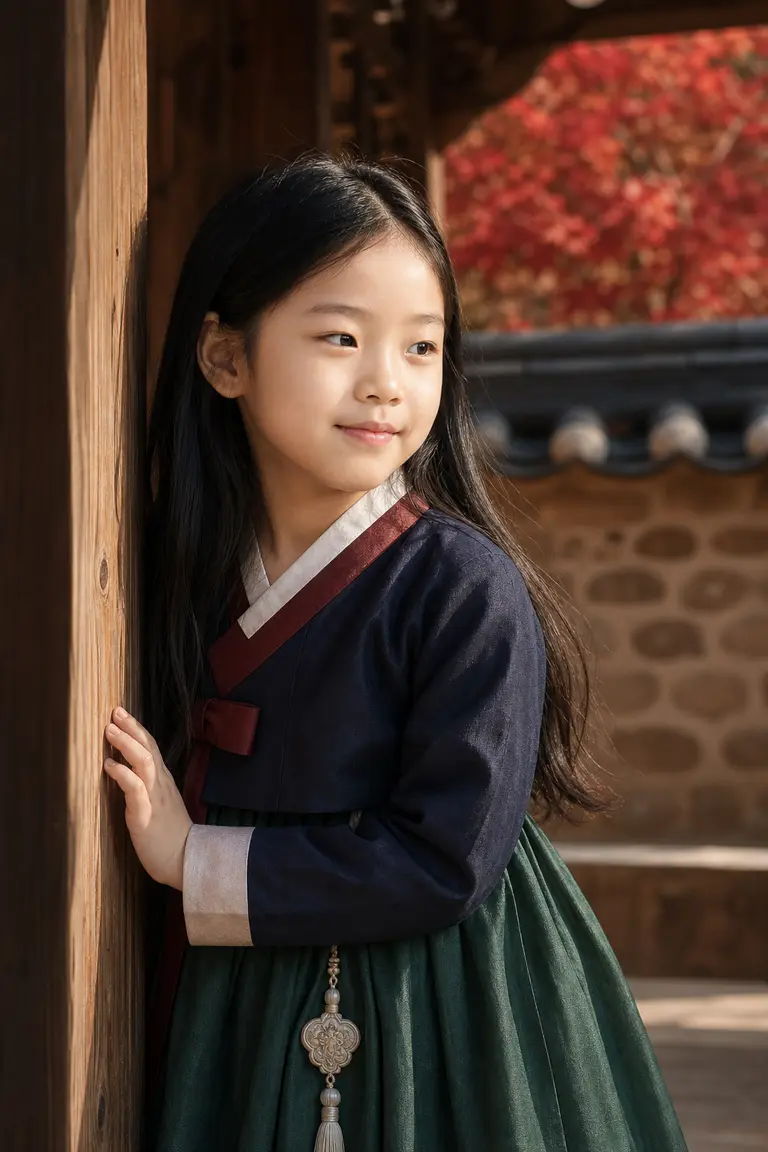 가을 단풍 한옥 측면 프로필