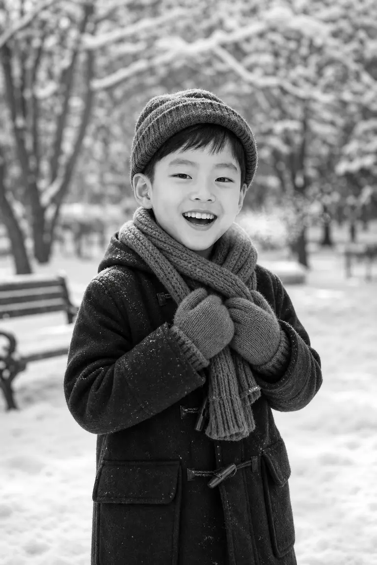 겨울 눈공원 흑백