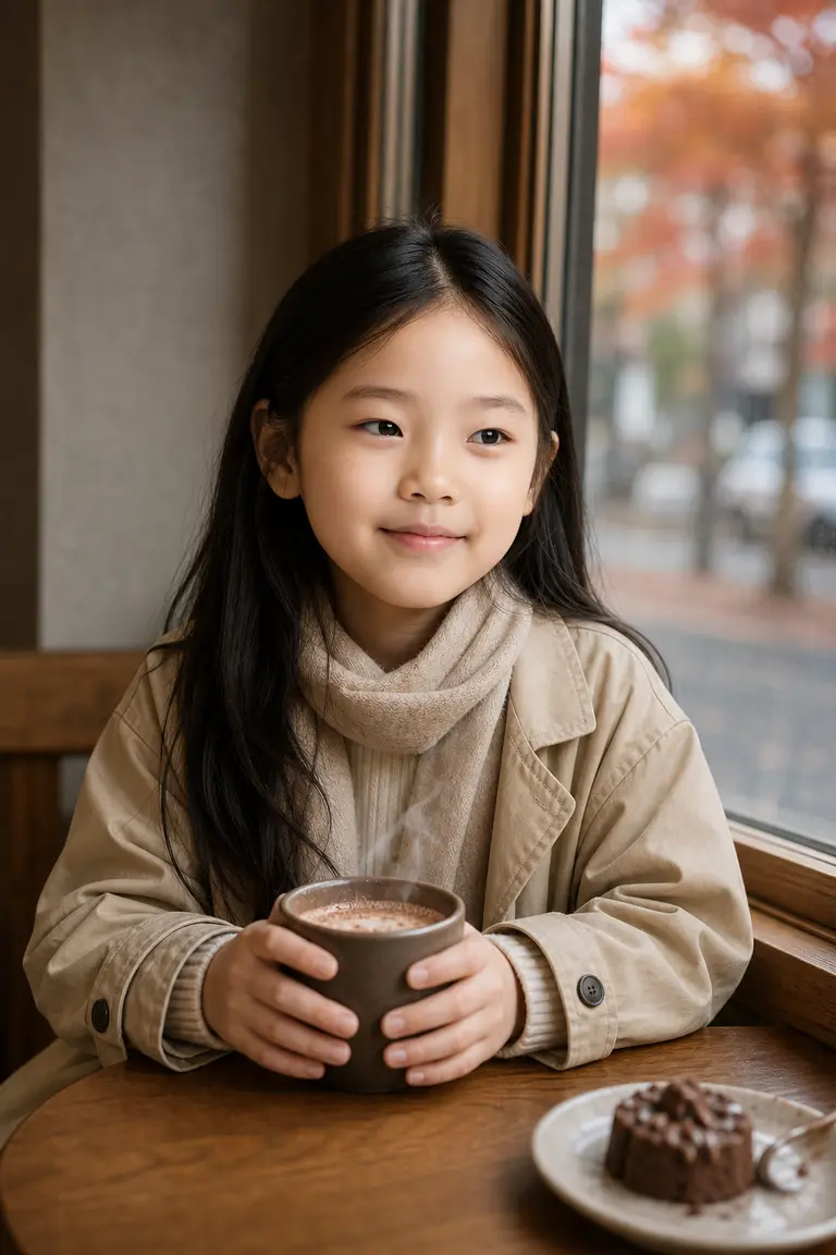 가을 카페 창가 따뜻한 한 잔