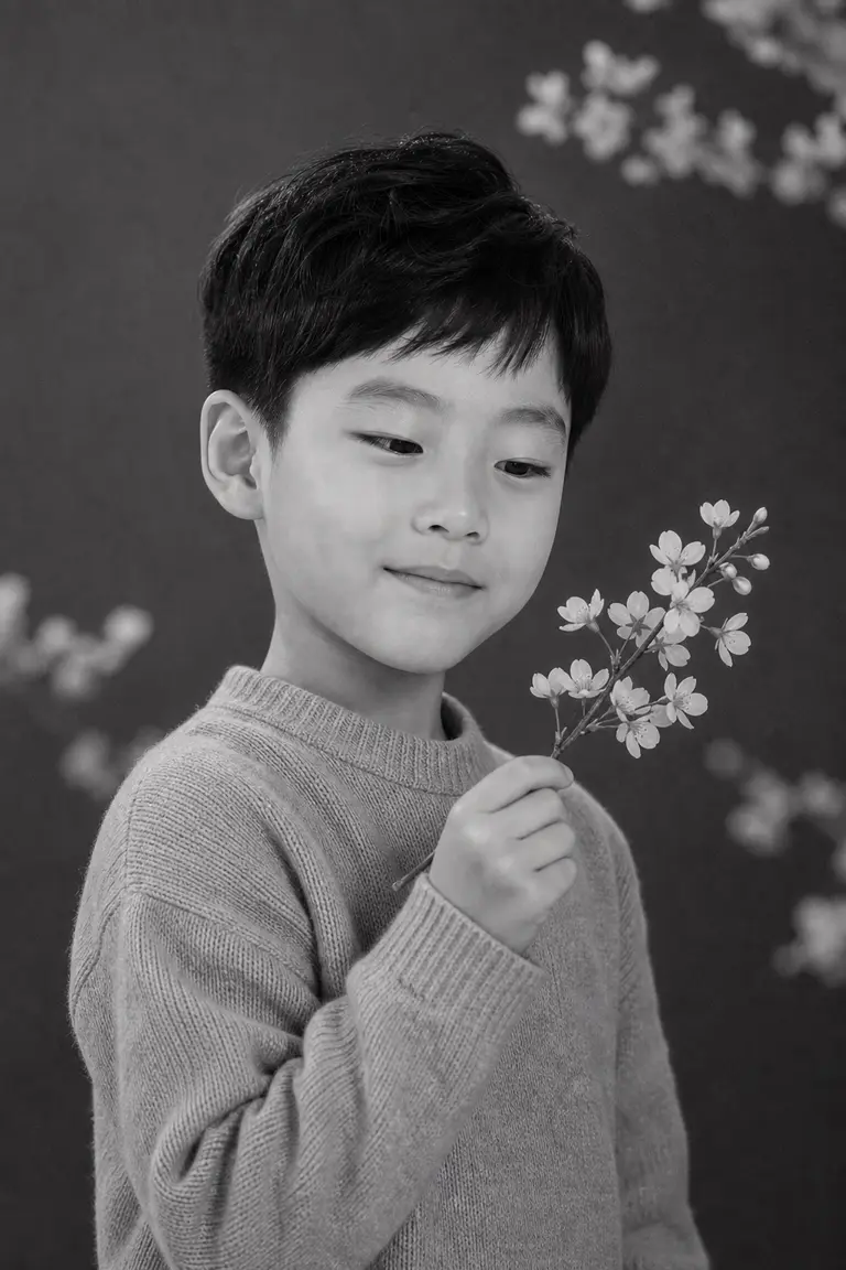 봄 흑백 파인아트 초상