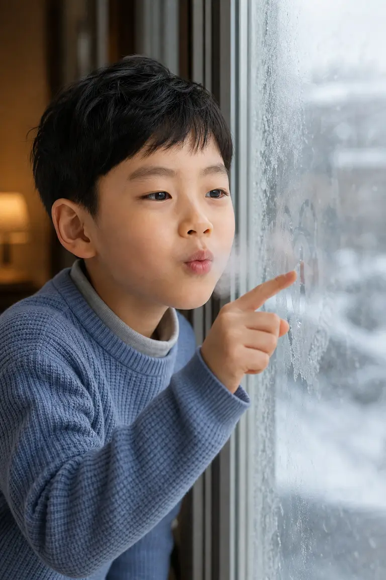 성에 낀 창문과 입김