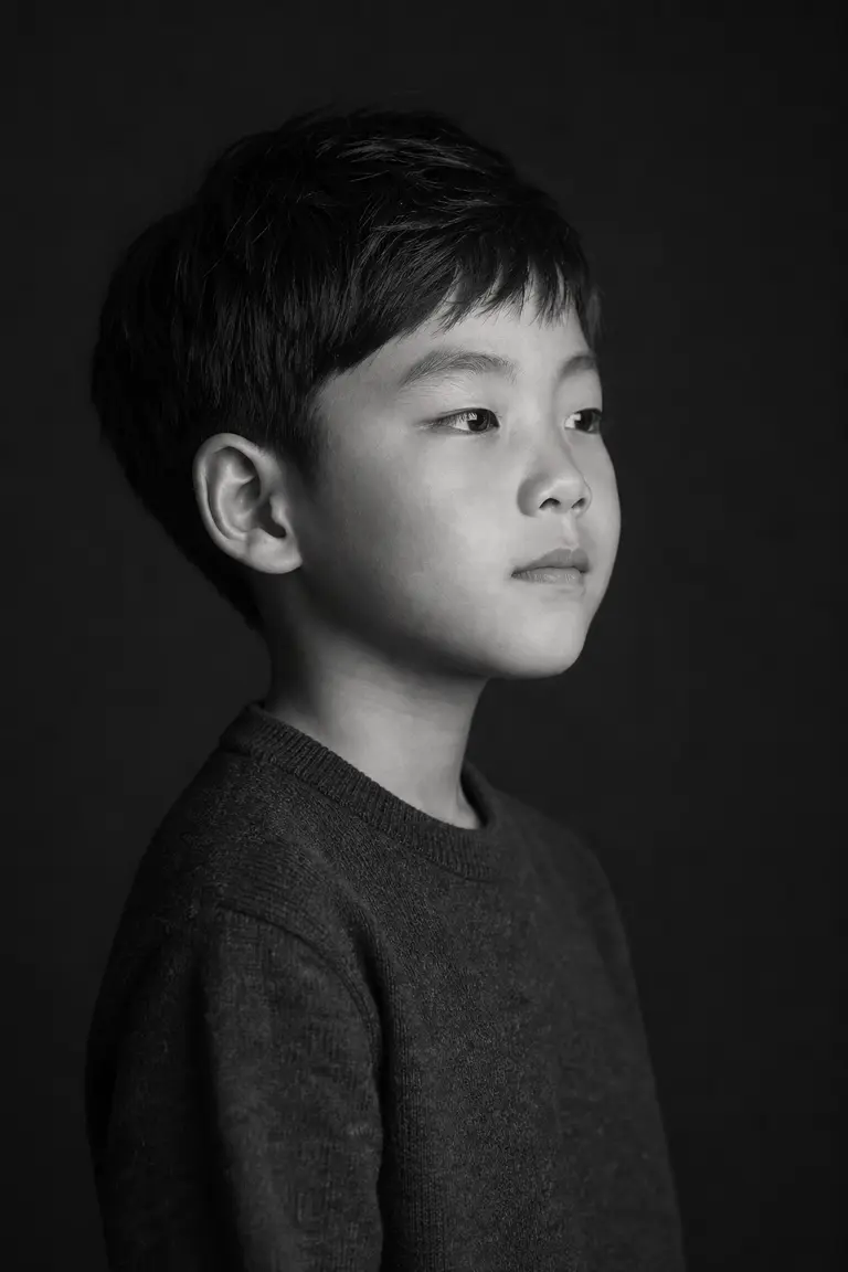차콜 흑백 측면 파인아트