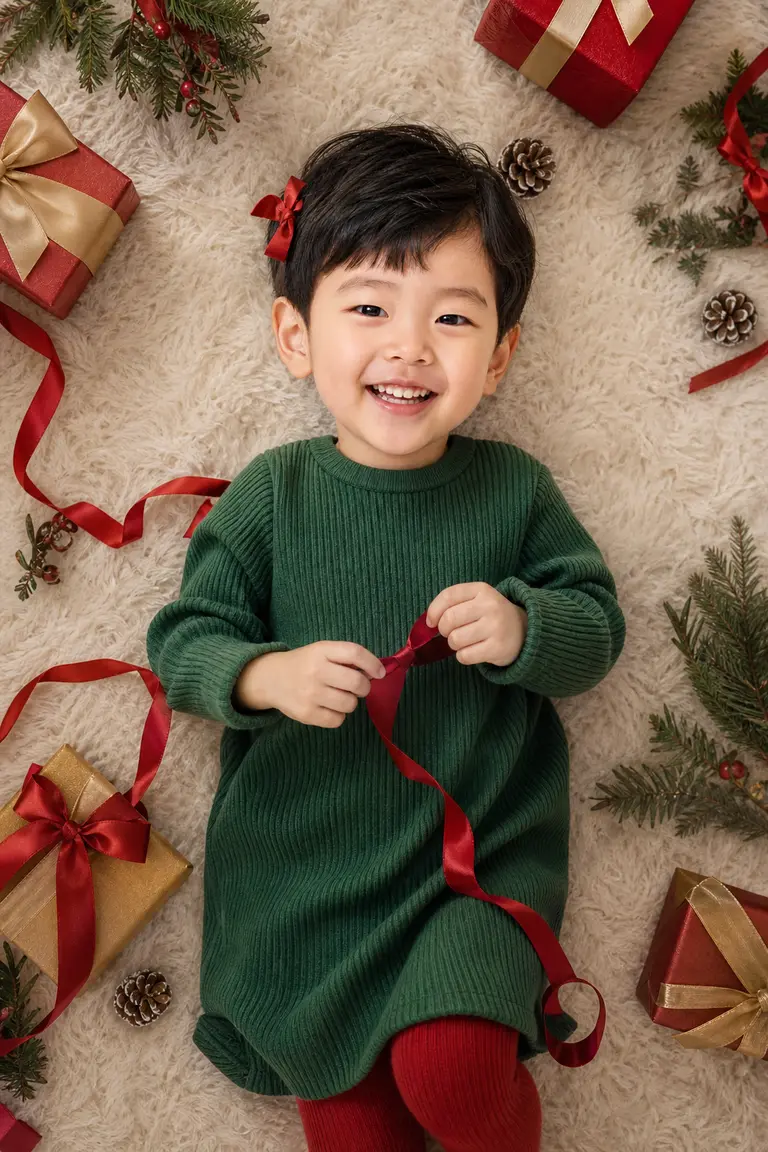 선물 풀기 탑다운 컷