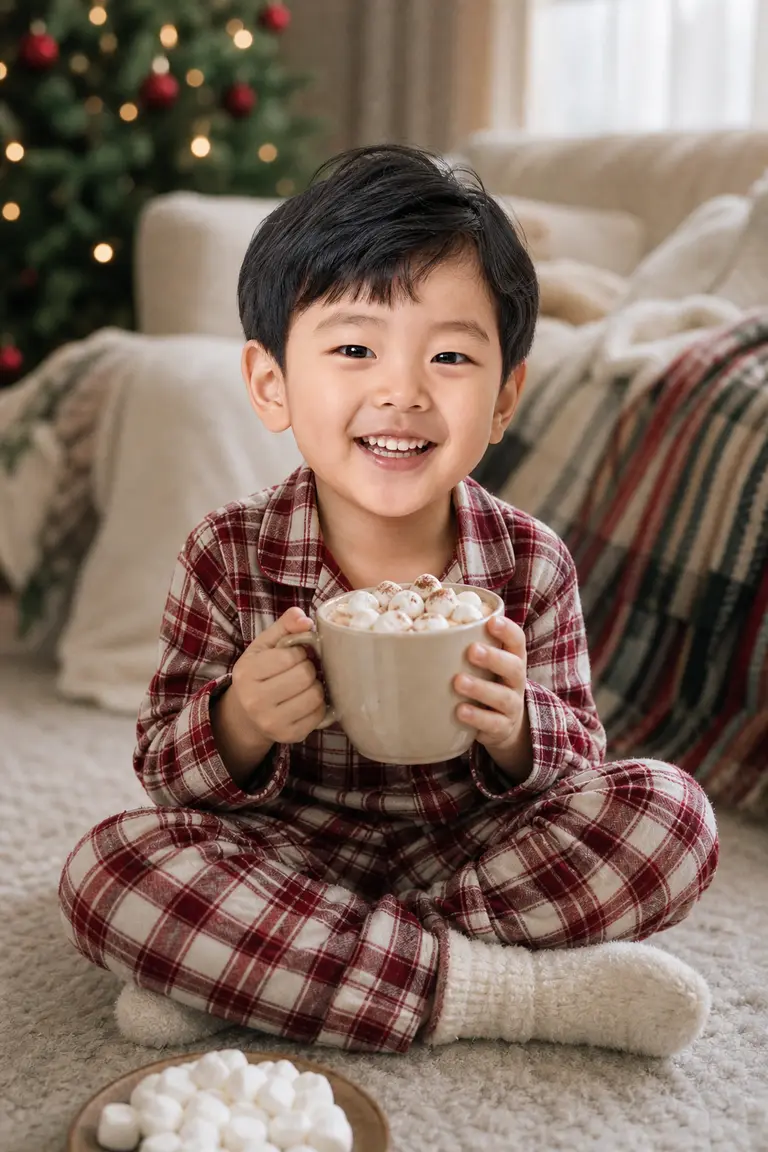 잠옷 코코아 캔디드 컷