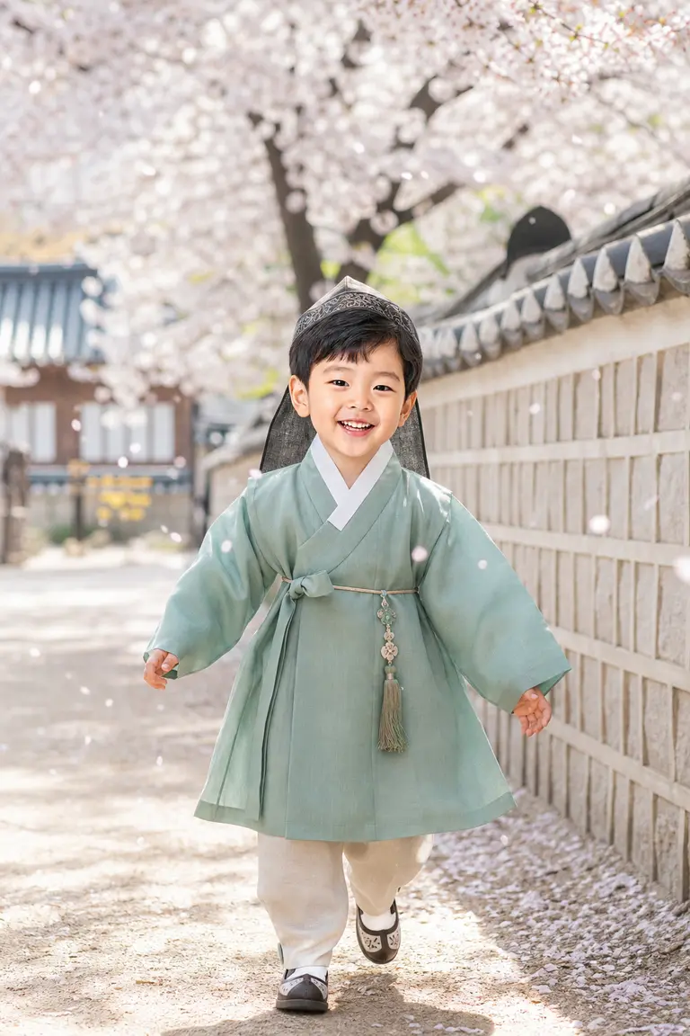 봄 벚꽃 야외 - 고궁 돌담길