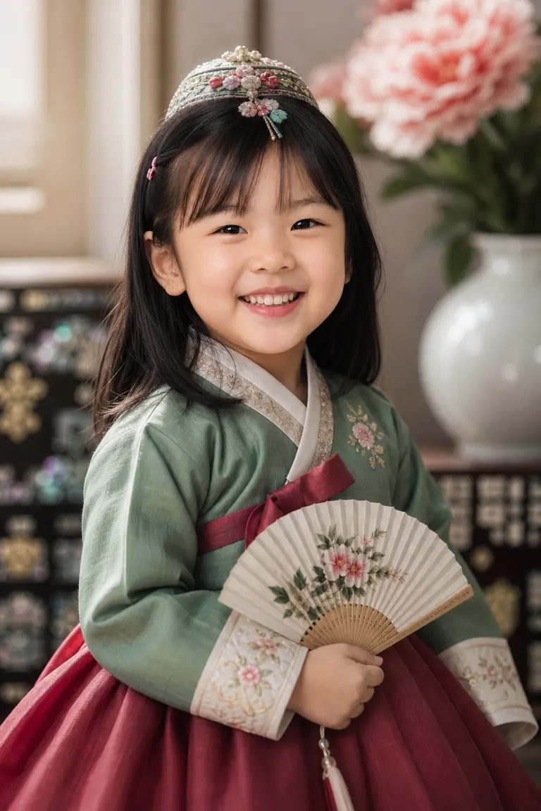 3/4 각도 - 부채 든 단아한 컷