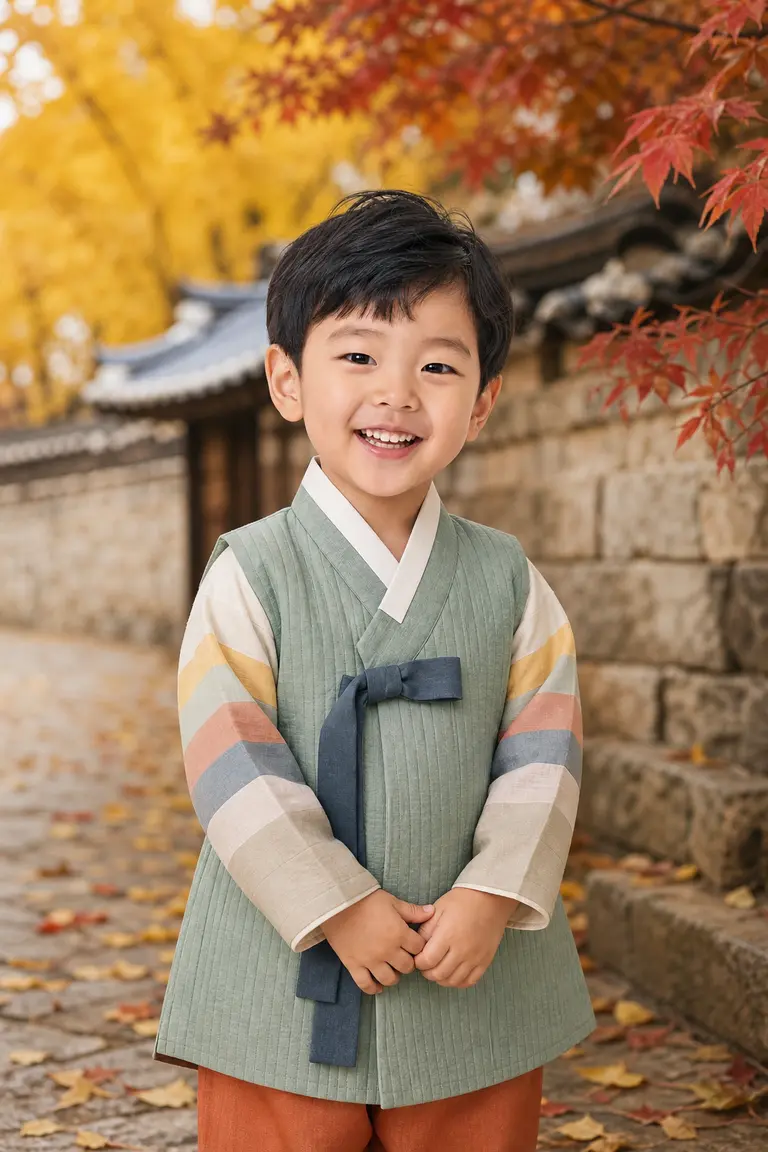 가을 색동 한복 단풍 화보