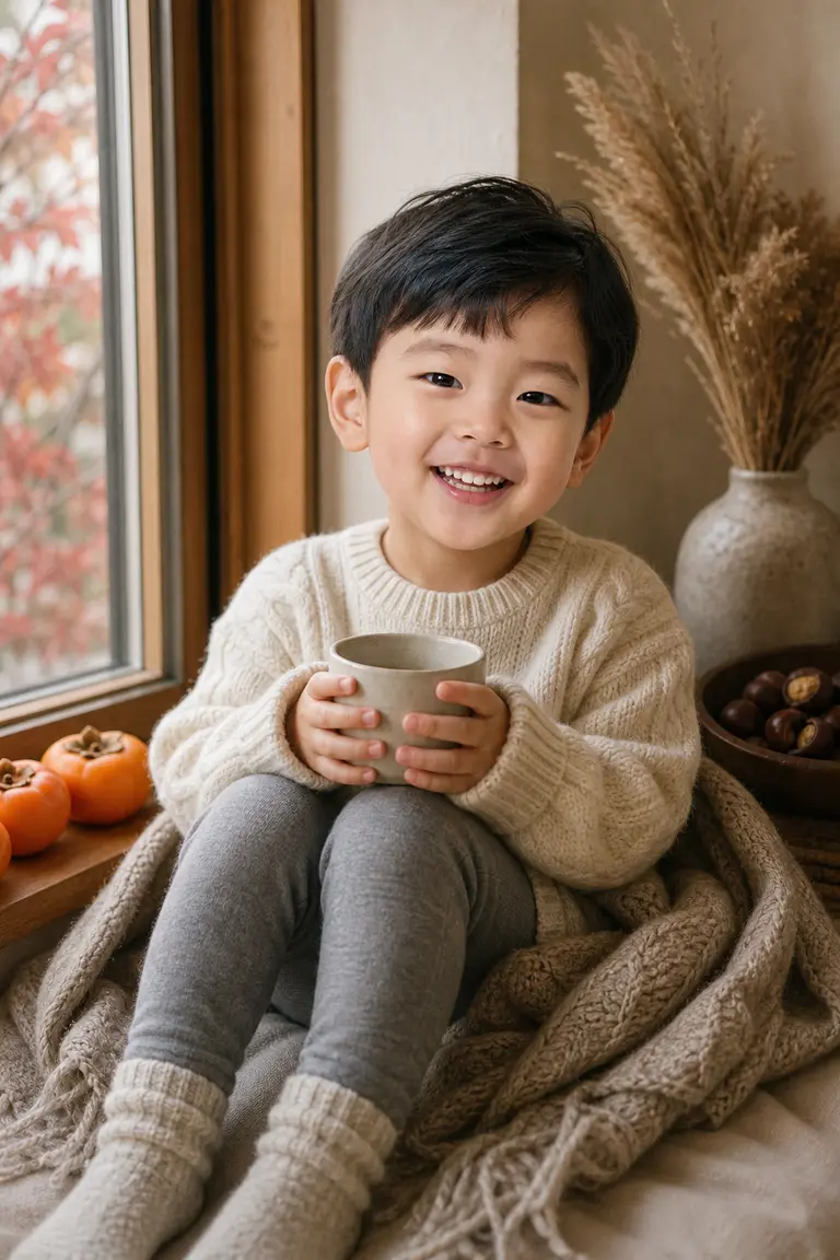 창가 니트 가을 홈스냅