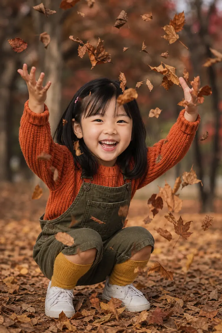 낙엽 뿌리기 까르르