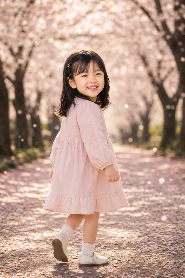 벚꽃 역광 전신 봄나들이