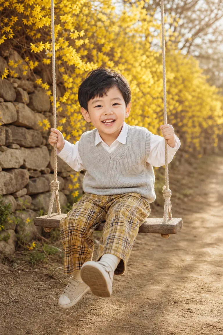 개나리 울타리 그네 컷