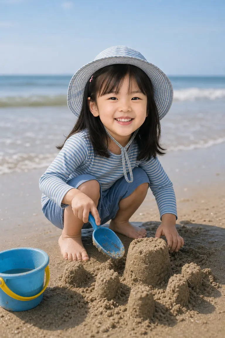 바닷가 모래놀이 풀샷