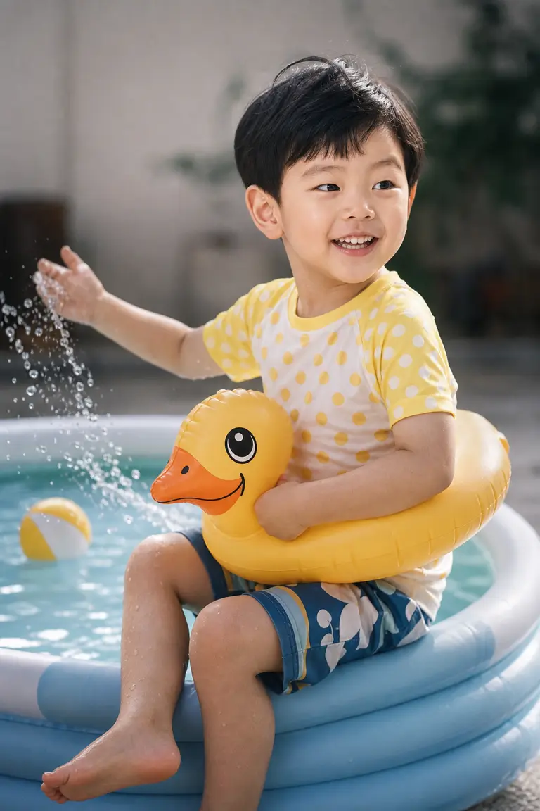 튜브 물놀이 옆모습