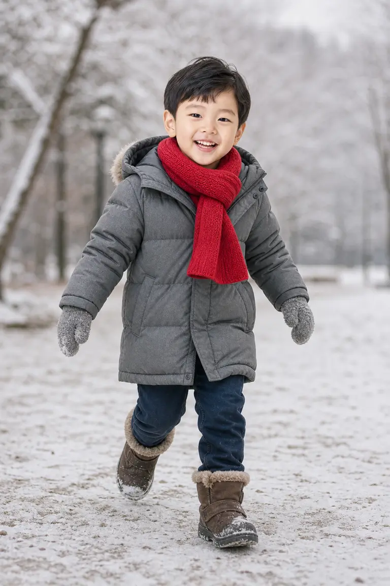 빨간 목도리 눈밭 전신