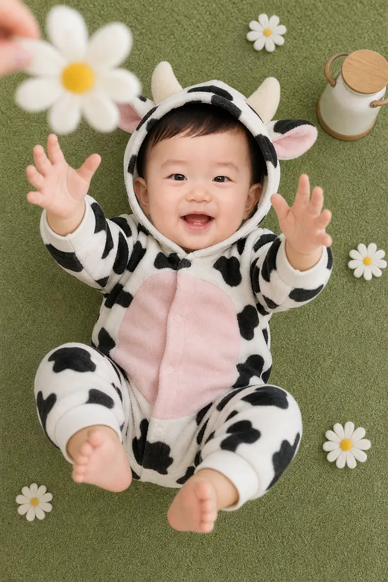 젖소 · 탑다운 풀밭 매트 컷