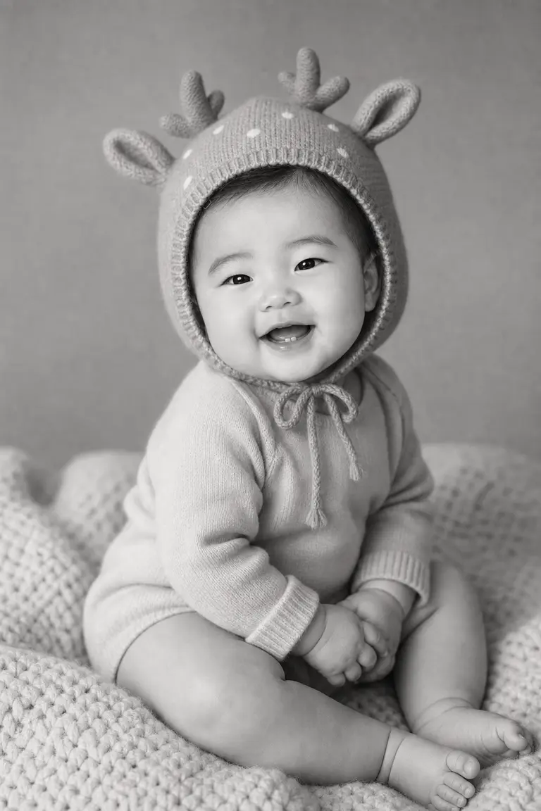 아기 사슴 · 흑백 파인아트 3/4