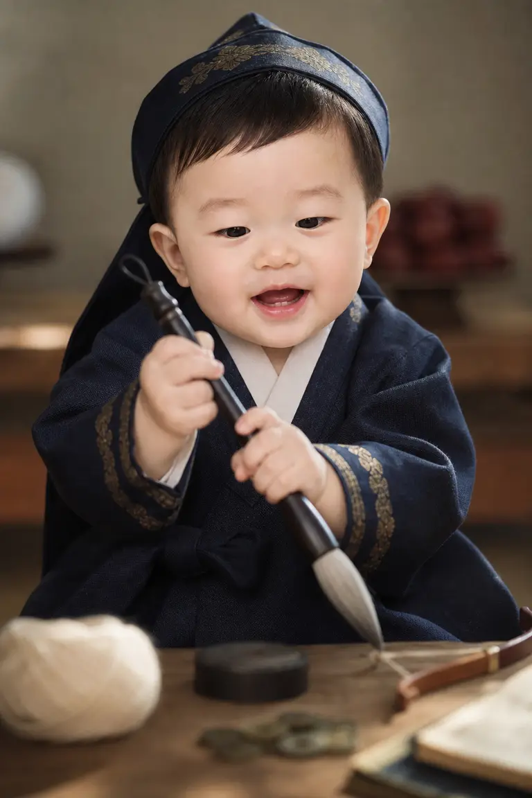 돌잡이 순간 클로즈업