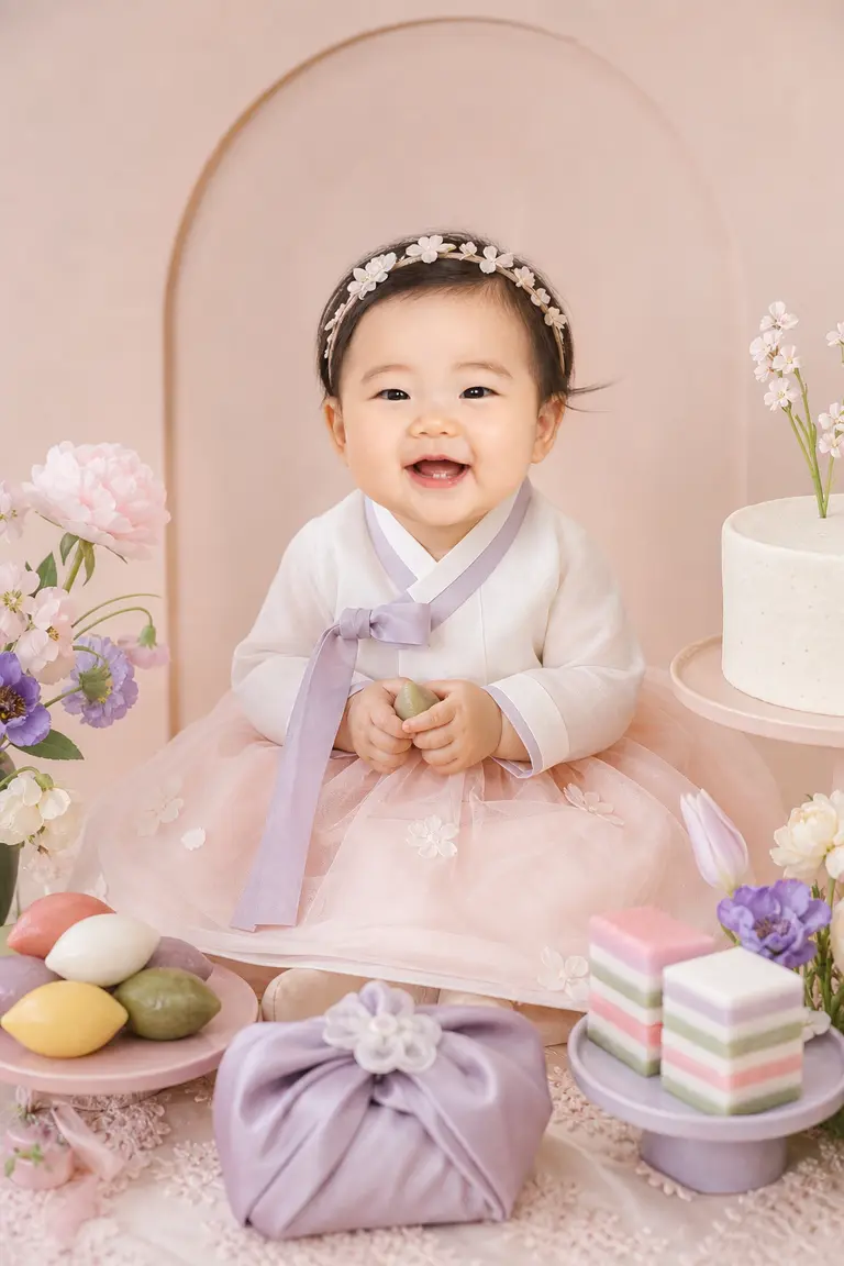 파스텔 핑크 퍼플 모던 돌상