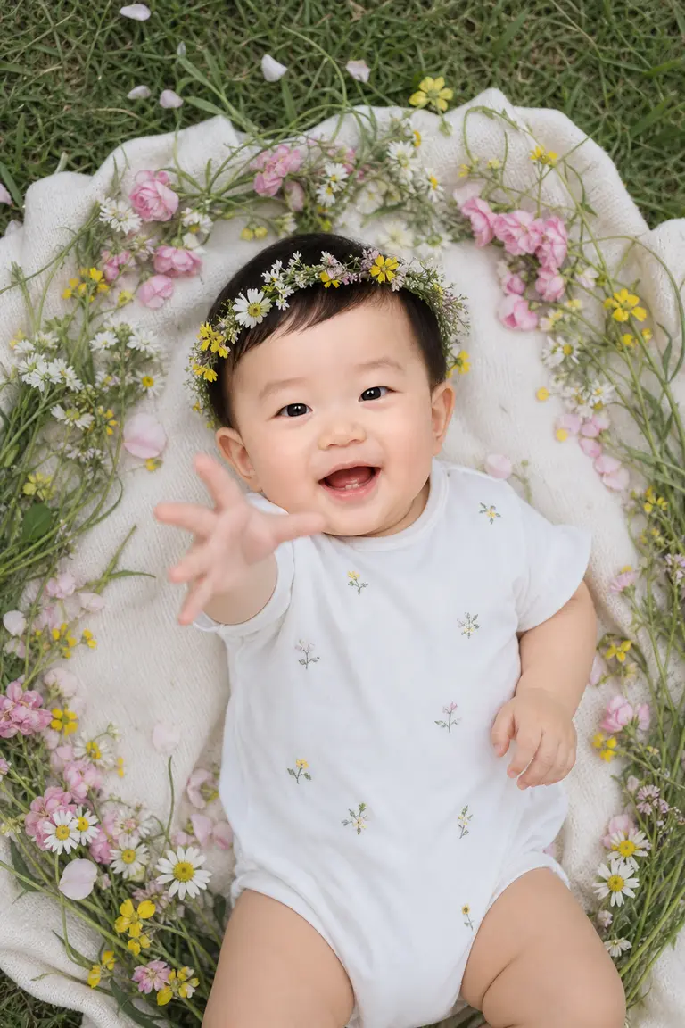잔디 위 꽃잎 탑다운