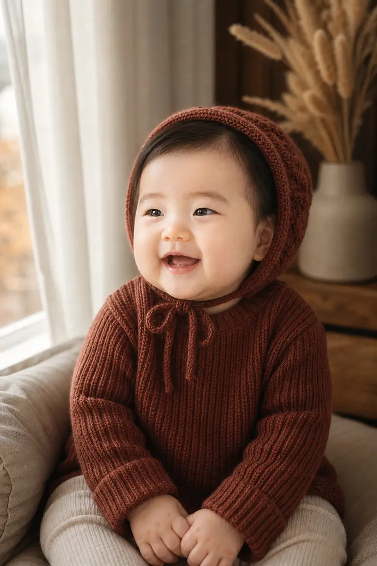 러스트 보닛 창가 포트레이트