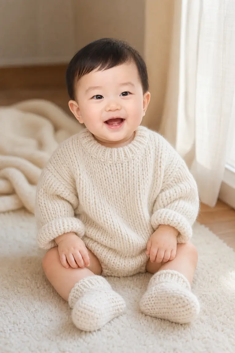아이보리 니트, 창가의 겨울 햇살