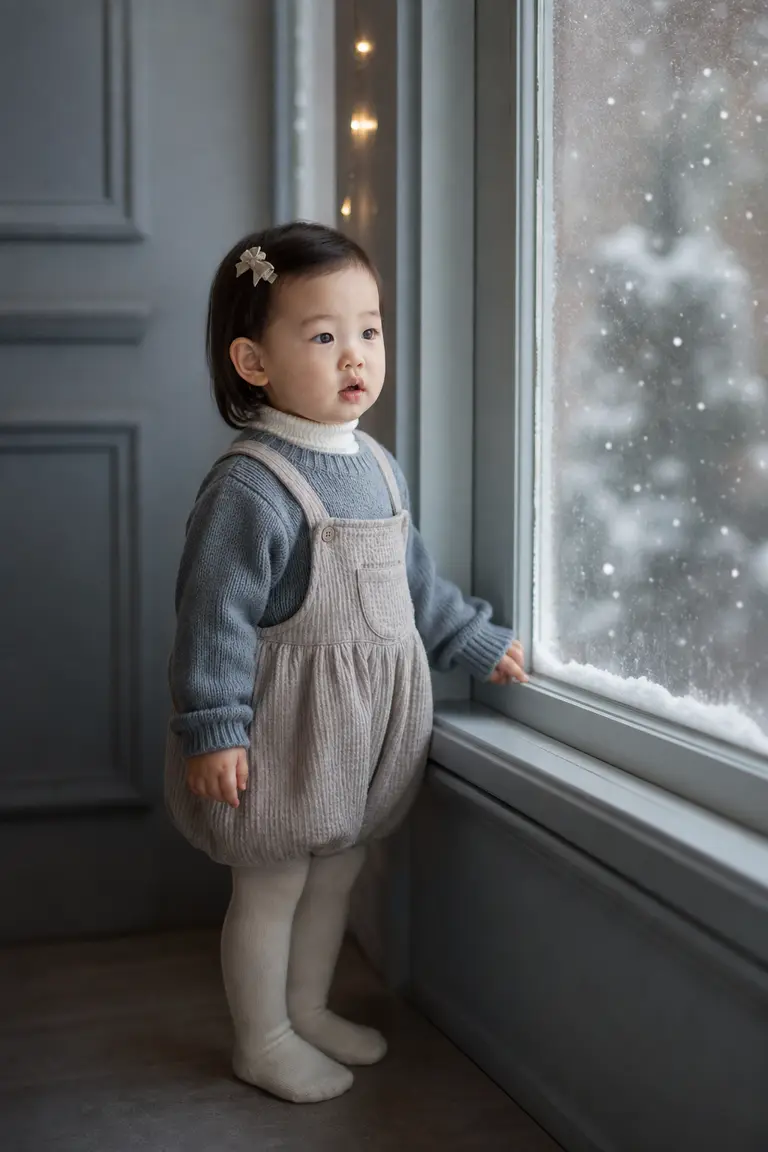 창밖 눈을 바라보는 옆모습