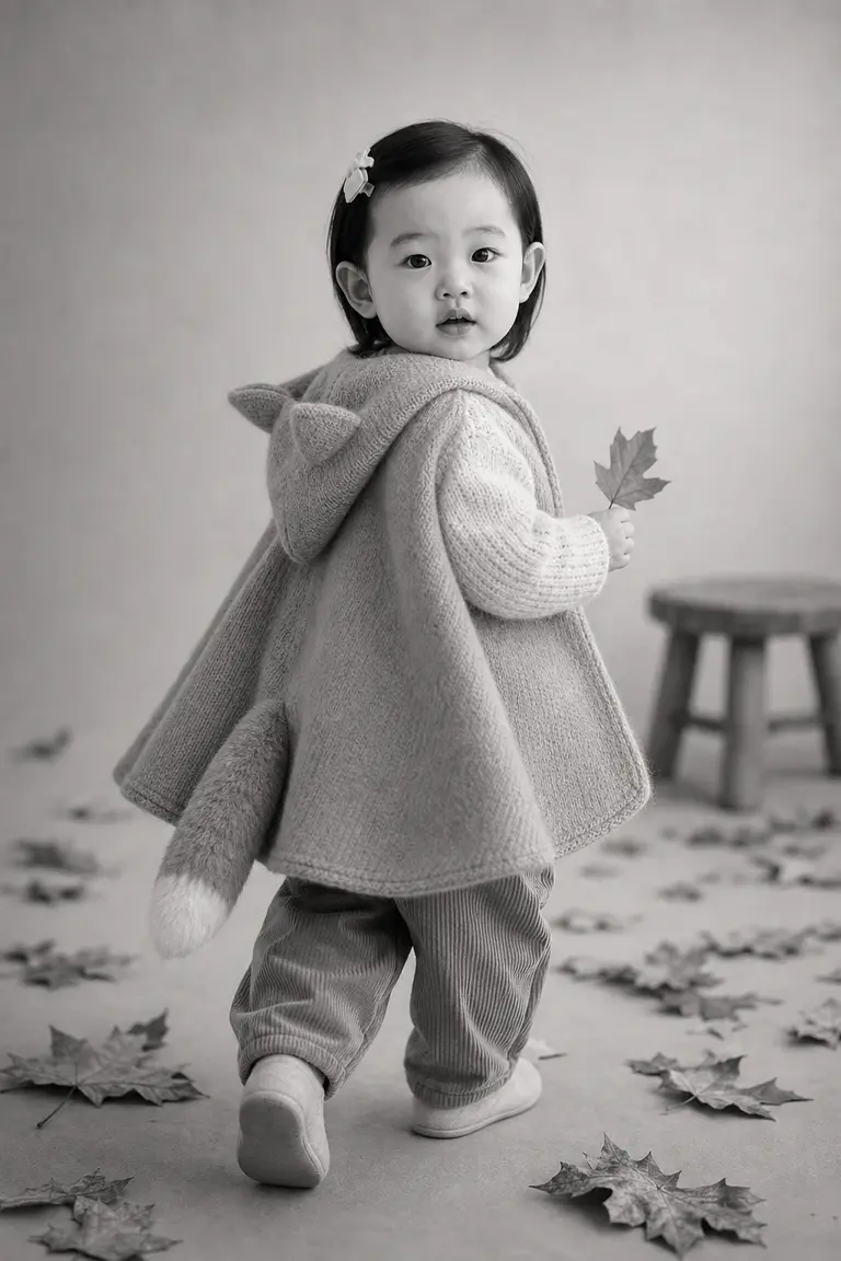 여우 가을 흑백 파인아트