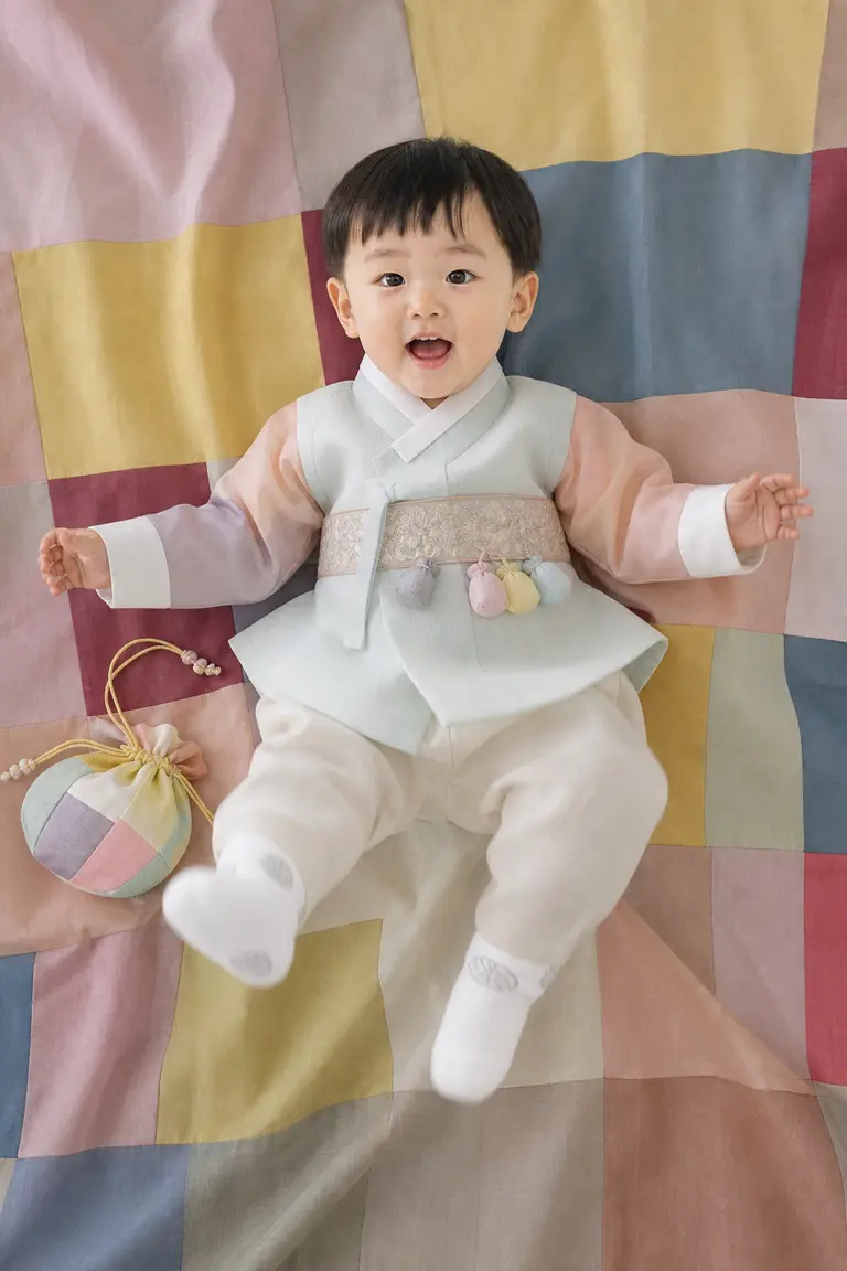 오방색 보자기 탑다운 (눕기)