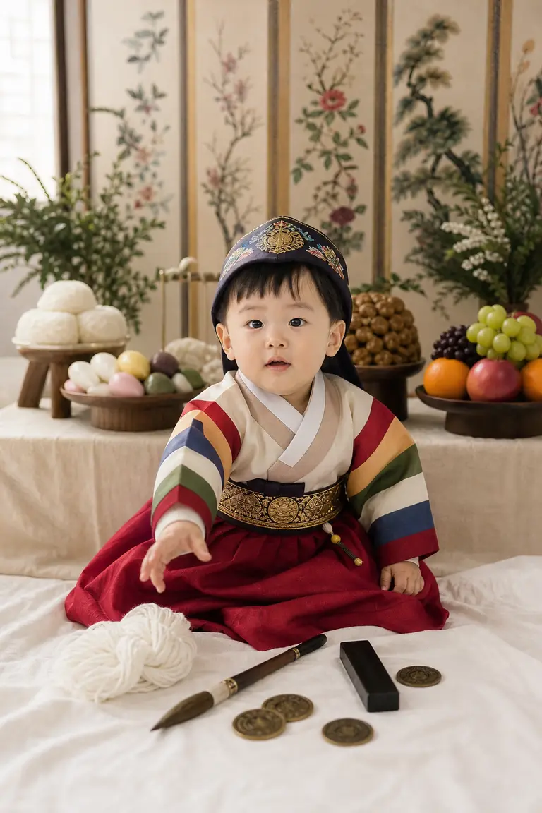전통 한옥 돌잡이 한 컷