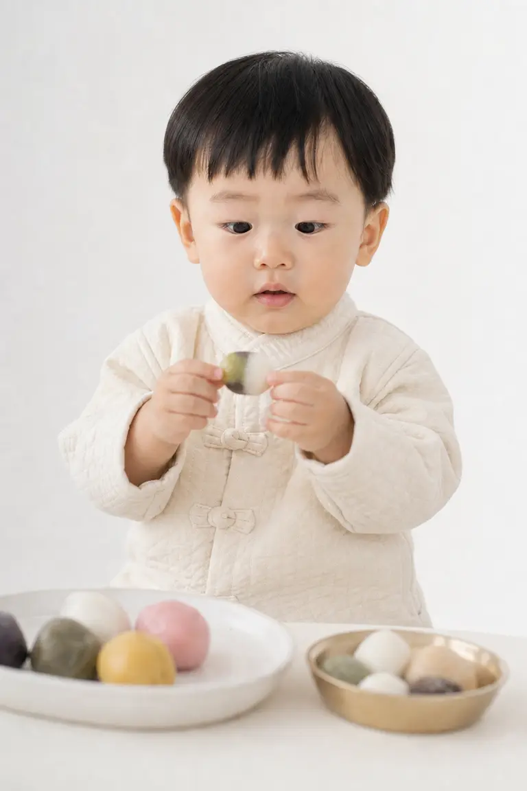 화이트 미니멀 떡 클로즈업